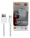 Carregador Triplo 3.1a C/ Cabo Micro Usb V8